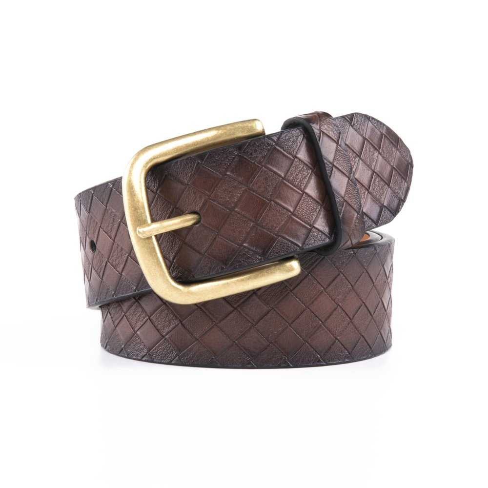 Vintage Antique Lattice Embossed PU Leather Mens Belts LA2086 - Image 8