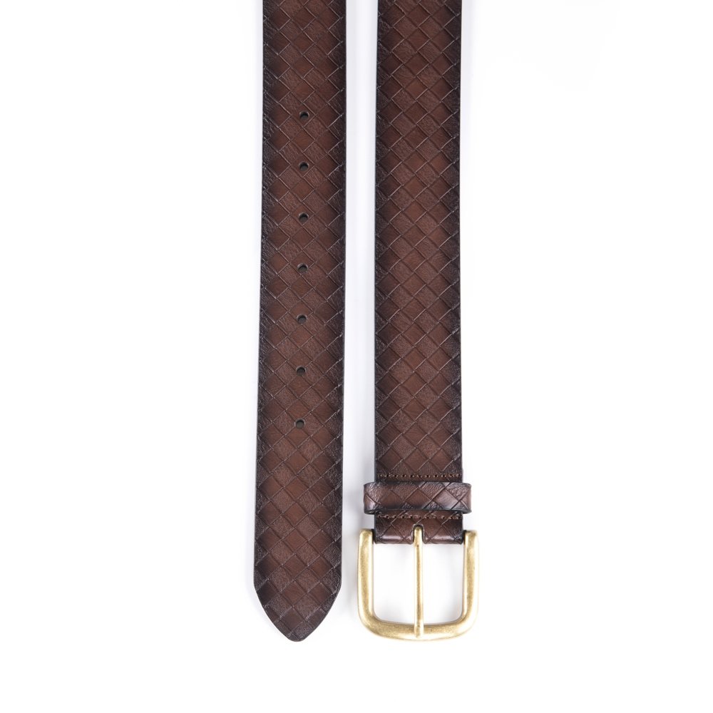 Vintage Antique Lattice Embossed PU Leather Mens Belts LA2086 - Image 9