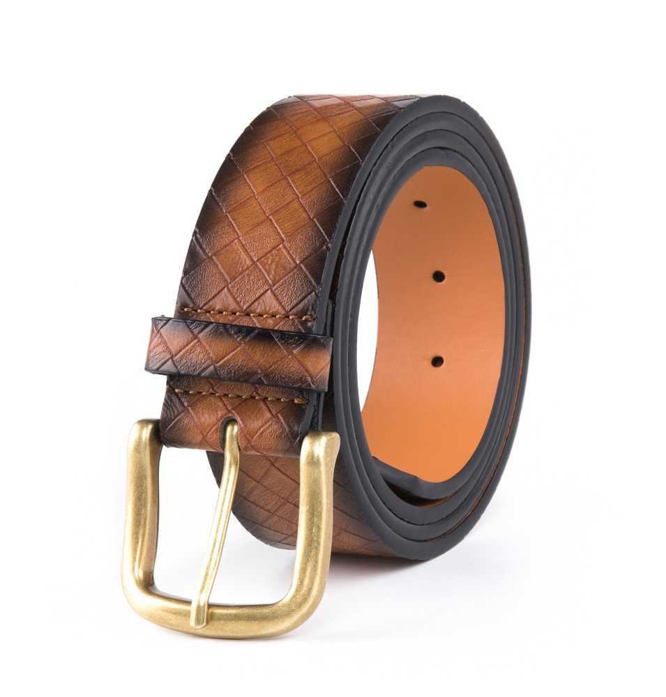 Vintage Antique Lattice Embossed PU Leather Mens Belts LA2086 - Image 11