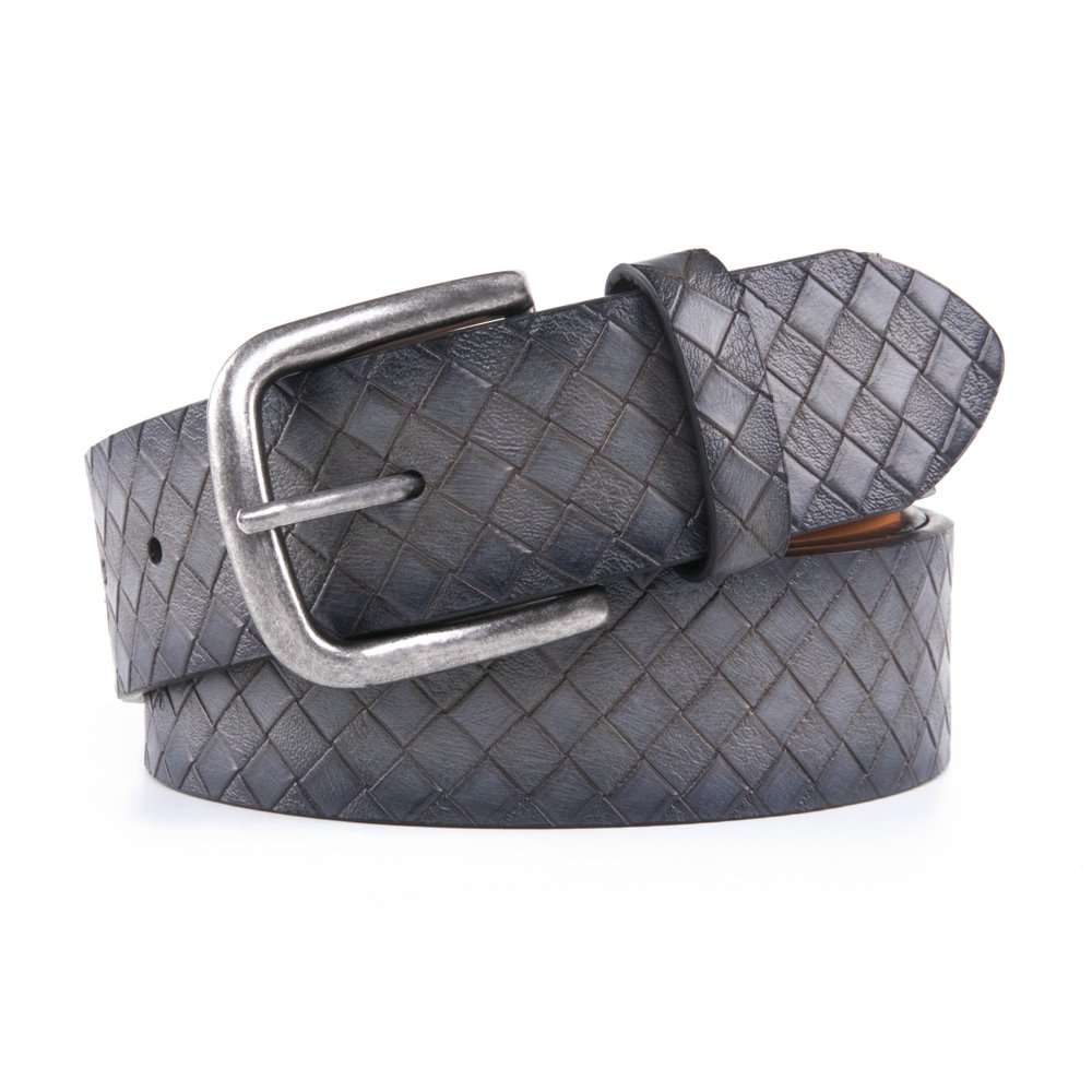 Vintage Antique Lattice Embossed PU Leather Mens Belts LA2086 - Image 16