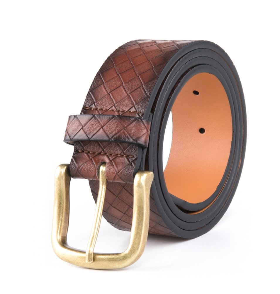 Vintage Antique Lattice Embossed PU Leather Mens Belts LA2086 - Image 19