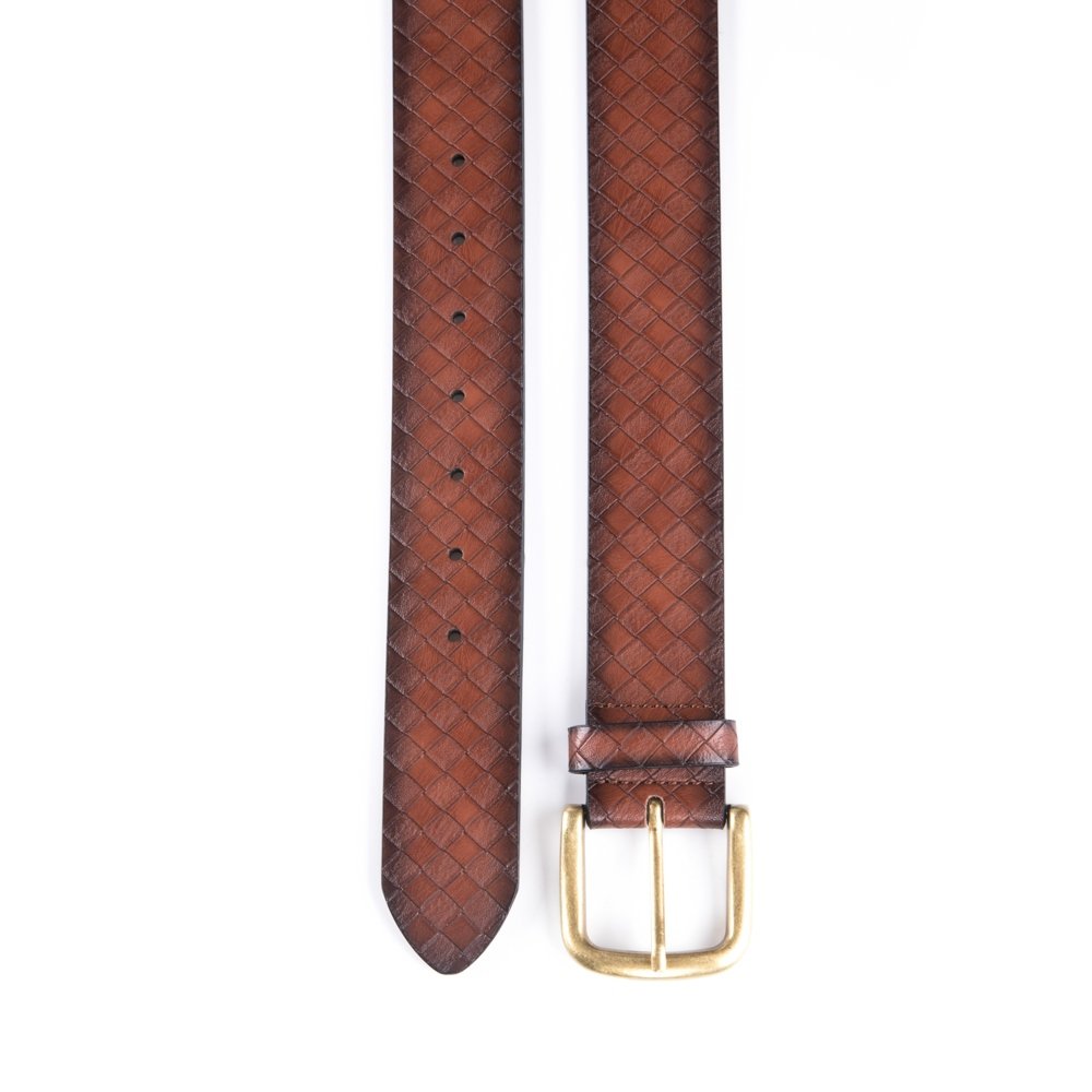 Vintage Antique Lattice Embossed PU Leather Mens Belts LA2086 - Image 21