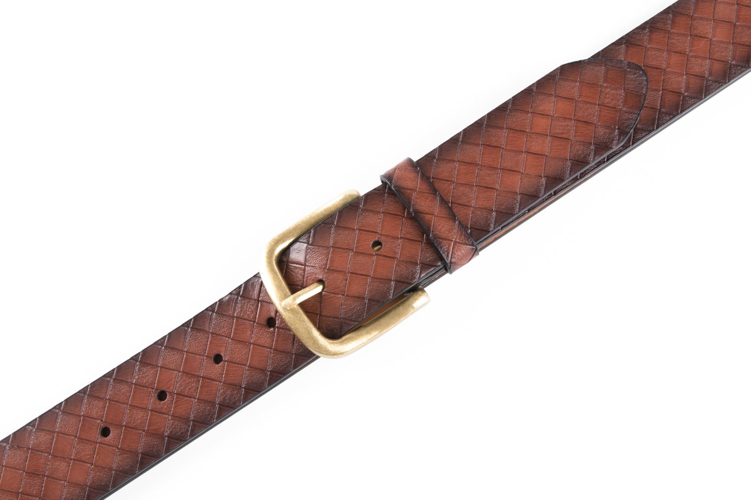 Vintage Antique Lattice Embossed PU Leather Mens Belts LA2086 - Image 22