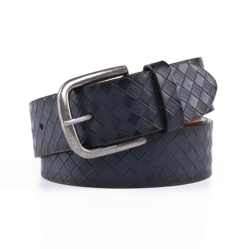 Vintage Antique Lattice Embossed PU Leather Mens Belts LA2086 - Image 24