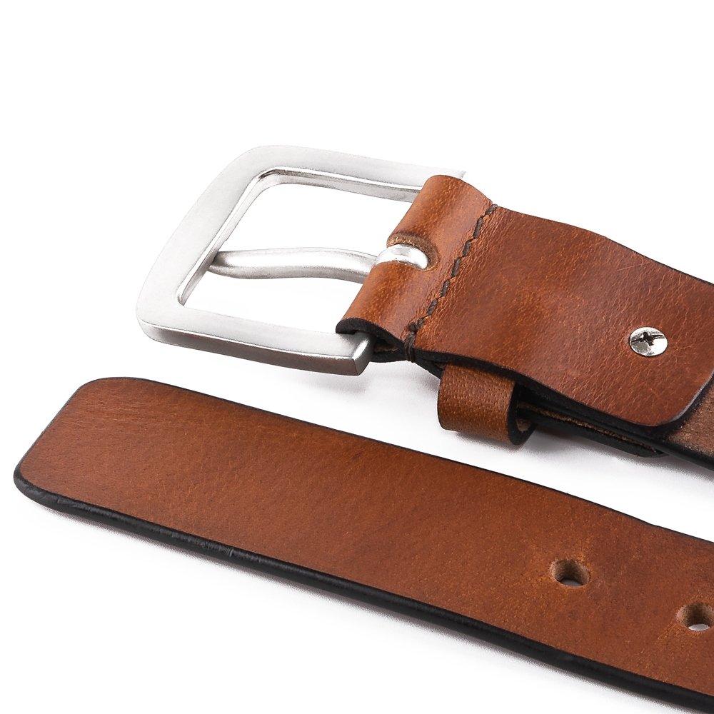 Top Grain Leather Single Prong Buckle Belt LA2088 - Image 13