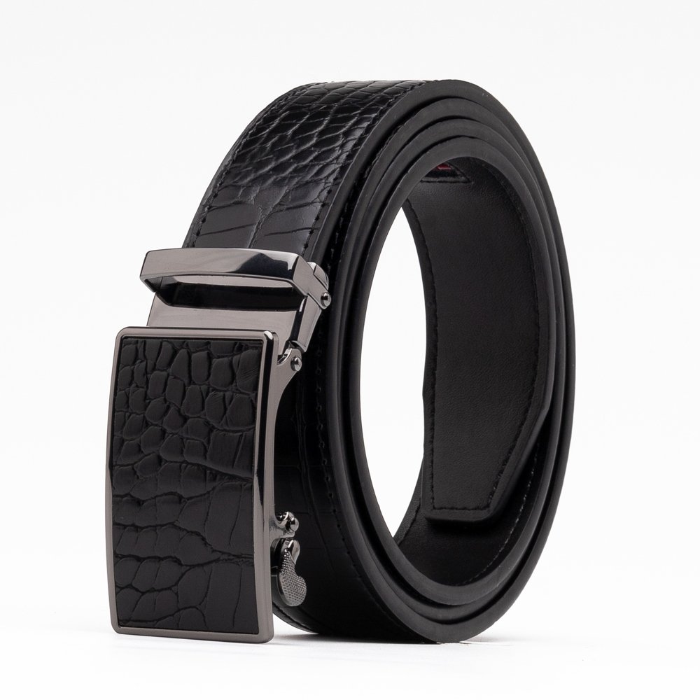 Croc‑Embossed Leather Ratchet Belt LA2091C