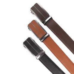 Alternative view of Minimalist Textured Red Teeth Ratchet Buckle Business Belt LA2092