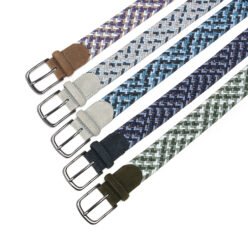 Alternative view of Multicolor Woven Elastic Suede Trim Single Prong Buckle Belt LA2115