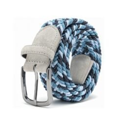 Multicolor Woven Elastic Suede Trim Single Prong Buckle Belt LA2115