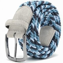 Alternative view of Multicolor Woven Elastic Suede Trim Single Prong Buckle Belt LA2115