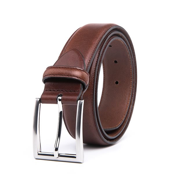 Adjustable Cognac Vintage Full Grain Genuine Leather Belt for Men - Image 3