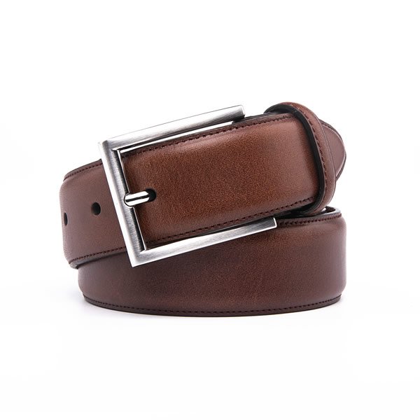 Adjustable Cognac Vintage Full Grain Genuine Leather Belt for Men - Image 5
