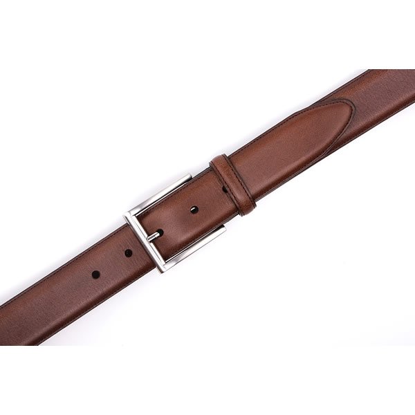Adjustable Cognac Vintage Full Grain Genuine Leather Belt for Men - Image 7