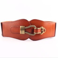 Womens Wilde PU Leather Waist Elastic Belt  for Dresses With Interlocking Buckle