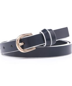 Pure Full Grain Genuine Leather Skinny Dress Belts with Pin Clasp for Ladies