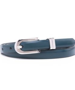 Women  Top Grain Cowhide Genuine Leather Designer Thin Dress Belt with Pin Clasp