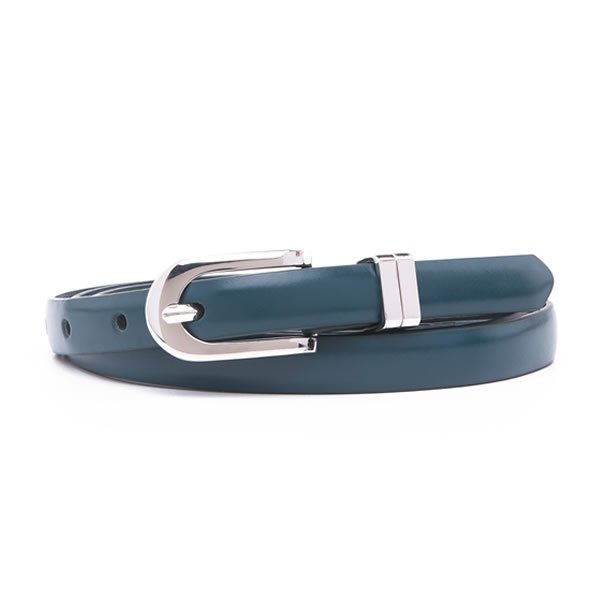 Women Top Grain Cowhide Genuine Leather Designer Thin Dress Belt with Pin Clasp