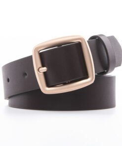 Lady  PU Leather Plain Belts with Square Pin Buckle for Jeans