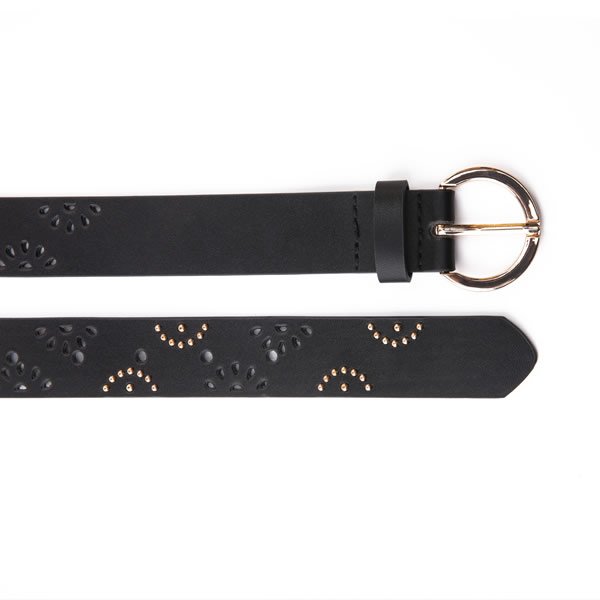 Retro Vintage Hollow out Rivet Studded Leather Metal Belt for Women - Image 5