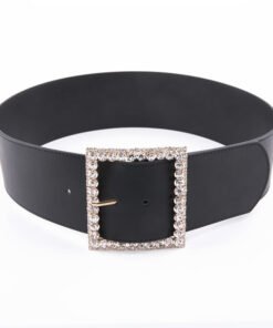 Ladies  Fashion Shiny Diamond Crystal Leather Belt with Full Rhinestone Buckle