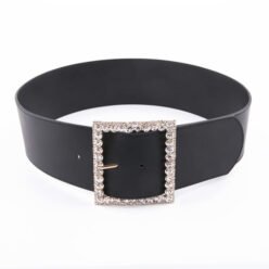 Ladies  Fashion Shiny Diamond Crystal Leather Belt with Full Rhinestone Buckle