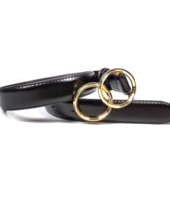 Womens PU Leather Belts with Double O-Ring Buckle  for  Dresses