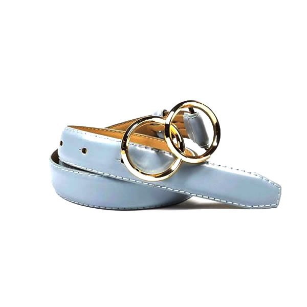 Womens PU Leather Belts with Double O-Ring Buckle for Dresses - Image 4