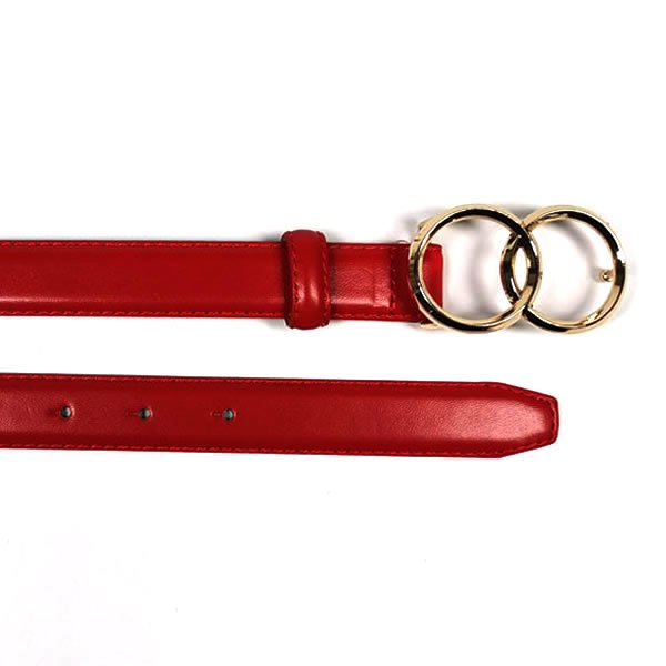 Womens PU Leather Belts with Double O-Ring Buckle for Dresses - Image 5