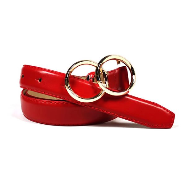Womens PU Leather Belts with Double O-Ring Buckle for Dresses - Image 6