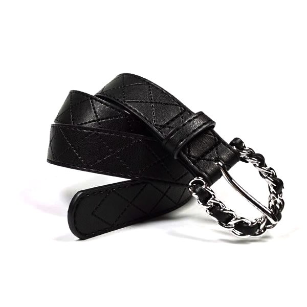 Sewing Thread Ladies Rhombus Pattern Stitching PU Leather Belt with Pin Buckle for Dress - Image 4