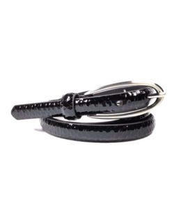 Womens Designer Snake PU Leather Thin Strap Wrap Skinny Belt with Pin Buckle for Dress