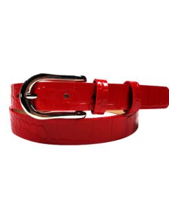 Ladies Thin Crocodile PU Leather Plain Belt with Pin Buckle for Jeans