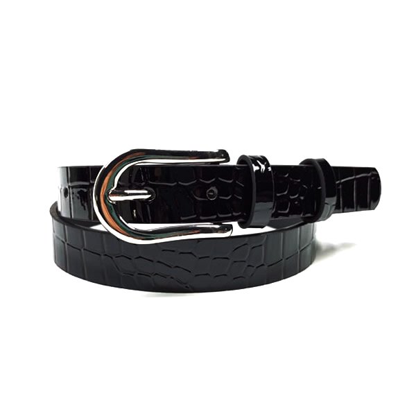 Ladies Thin Crocodile PU Leather Plain Belt with Pin Buckle for Jeans - Image 3