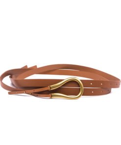 Ladies PU Leather Casual Wrap Strap Dress Belts with Horseshoe Fashion Buckle