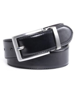 Alternative view of Black Brown Reversible Pin Belt Buckle Mens PU Leather Belt