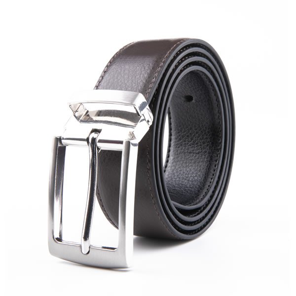 Black Brown Clip Reversible Mens PU Leather Belt - Image 3