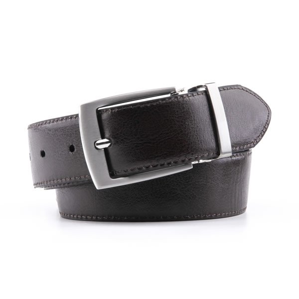 Black Brown Clip Reversible Mens PU Leather Belt - Image 5