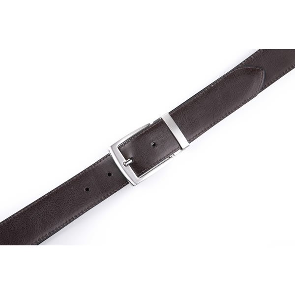 Black Brown Clip Reversible Mens PU Leather Belt - Image 7