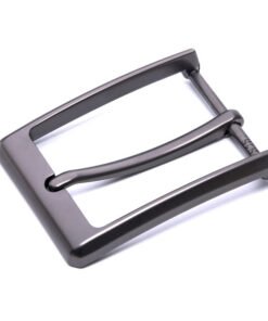 Matte Gunmetal Mens Leather Belt Buckles Black