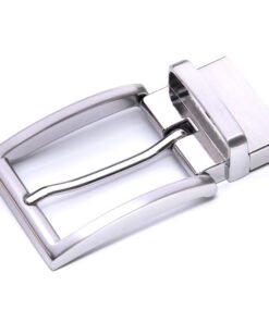 Leather Belt Silver Reversible Belt Buckle for Men
