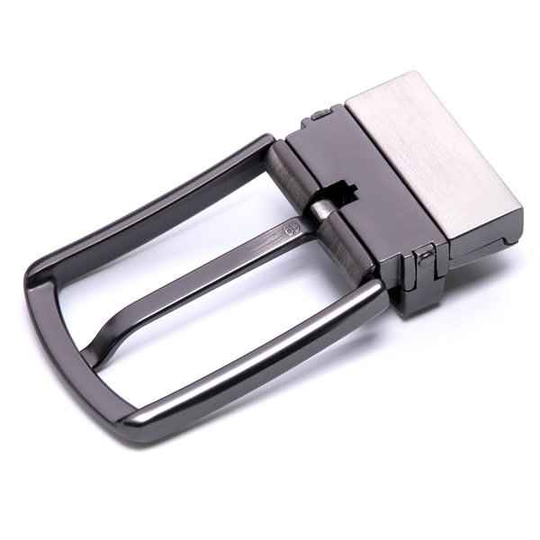 Dress Belt Brushed Gun Metal Reversible Belt Buckle Men - Image 2