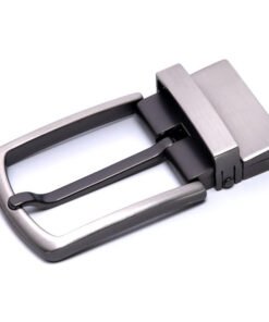 Dress Belt Brushed Gun Metal Reversible Belt Buckle Men