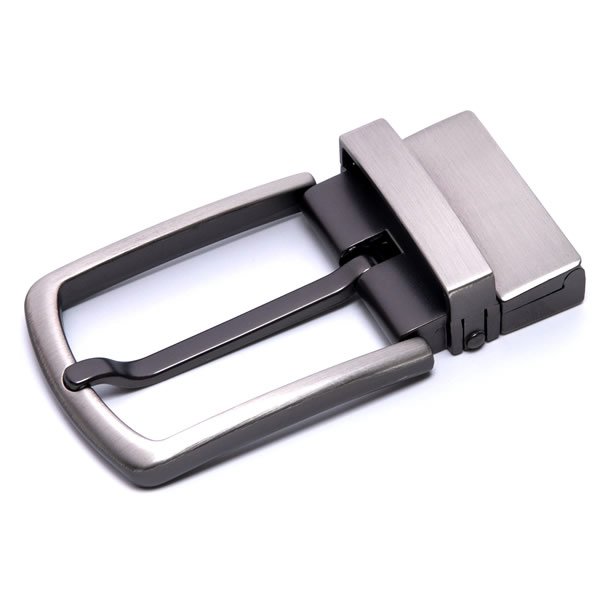 Dress Belt Brushed Gun Metal Reversible Belt Buckle Men