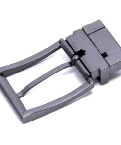 Alternative view of Black Leather Reversible Belt Buckle Mens Black