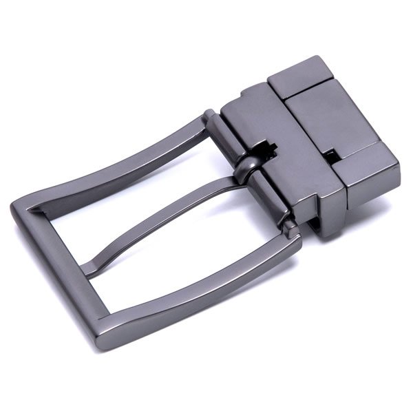 Black Leather Reversible Belt Buckle Mens Black - Image 2