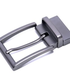 Black Leather Reversible Belt Buckle Mens Black
