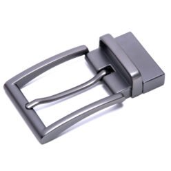 Black Leather Reversible Belt Buckle Mens Black