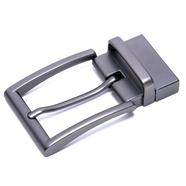Black Leather Reversible Belt Buckle Mens Black