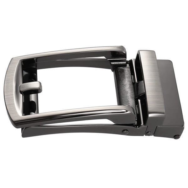 Brushed Silver Slide Belt Buckle for Men Ratchet - Image 3
