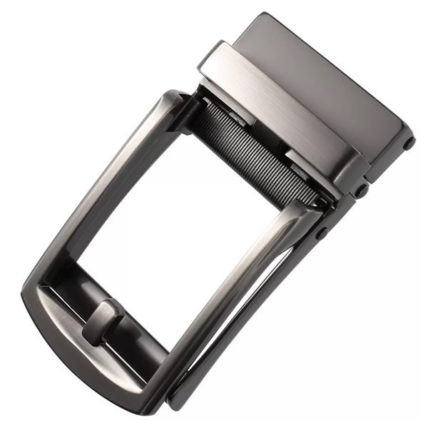 Brushed Silver Slide Belt Buckle for Men Ratchet - Image 4
